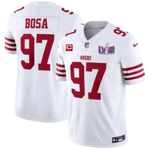 Men San Francisco 49ers #97 Nick Bosa White 2024 F.U.S.E. Super Bowl LVIII Patch And 2-star C Patch Vapor Untouchable Limited Football Stitched Jersey