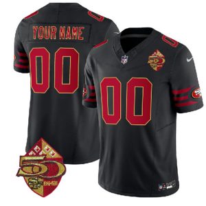 Men San Francisco 49ers Active Player Custom Black 2023 F.U.S.E. 50th Patch Throwback Football Stitched Jersey