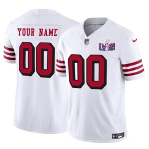 Men San Francisco 49ers Active Player Custom New White 2024 F.U.S.E. Super Bowl LVIII Patch Vapor Untouchable Limited Football Stitched Jersey