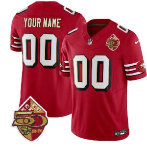 Men San Francisco 49ers Active Player Custom Red 2023 F.U.S.E. 50th Patch Vapor Limited Football Stitched Jersey