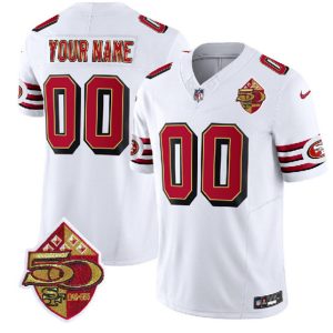 Men San Francisco 49ers Active Player Custom White 2023 F.U.S.E. 50th Patch Vapor Untouchable Limited Football Stitched Jersey