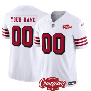 Men San Francisco 49ers Active Player Custom White 2023 F.U.S.E. NFC West Champions Patch Alternate Football Stitched Jersey