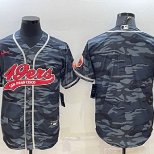 Men San Francisco 49ers Blank Gray Camo With Patch Cool Base Stitched Baseball Jersey