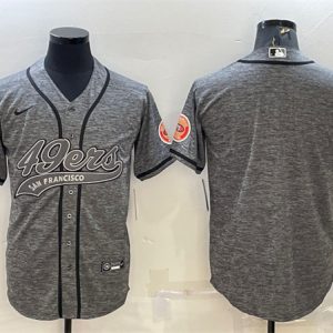 Men San Francisco 49ers Blank Gray With Patch Cool Base Stitched Baseball Jersey