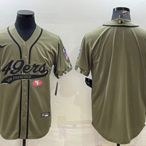 Men San Francisco 49ers Blank Olive Salute To Service Cool Base Stitched Baseball Jersey