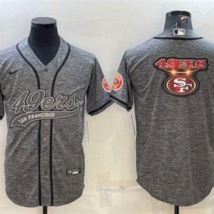 Men San Francisco 49ers Gray Team Big Logo With Patch Cool Base Stitched Baseball Jersey