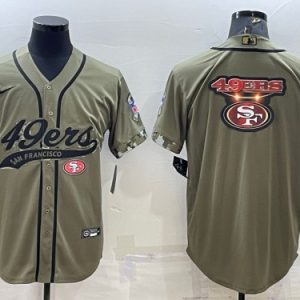 Men San Francisco 49ers Olive Salute To Service Team Big Logo Cool Base Stitched Baseball Jersey