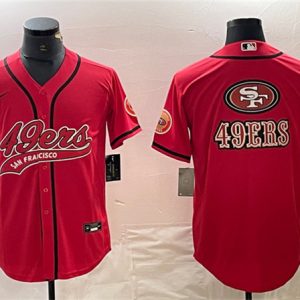 Men San Francisco 49ers Red Team Big Logo With Patch Cool Base Stitched Baseball Jersey