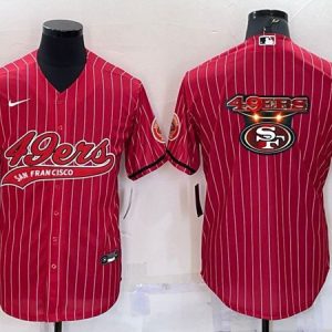 Men San Francisco 49ers Red Team Big Logo With Patch Cool Base Stitched Baseball Jersey