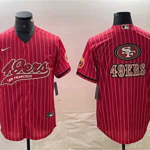 Men San Francisco 49ers Red Team Big Logo With Patch Cool Base Stitched Baseball Jersey