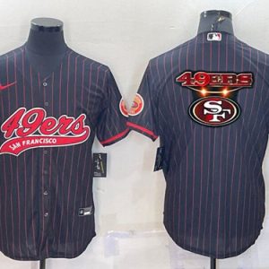 Men San Francisco 49ers Team Big Logo Black With Patch Cool Base Stitched Baseball Jersey