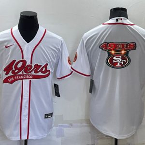 Men San Francisco 49ers White Team Big Logo With Patch Cool Base Stitched Baseball Jersey