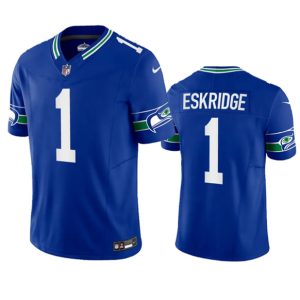 Men Seattle Seahawks #1 Dee Eskridge Royal 2023 F.U.S.E. Vapor Limited Throwback Stitched Jersey