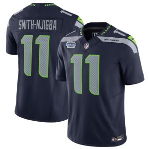 Men Seattle Seahawks #11 Jaxon Smith-Njigba Navy 2023 F.U.S.E. Prem1ere Patch Vapor Untouchable Limited Stitched Football Jersey