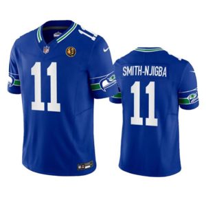 Men Seattle Seahawks #11 Jaxon Smith-Njigba Royal 2023 F.U.S.E. Throwback With John Madden Patch Vapor Limited Football Stitched Jersey