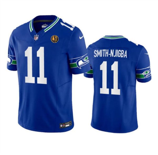 Men Seattle Seahawks #11 Jaxon Smith-Njigba Royal 2023 F.U.S.E. Throwback With John Madden Patch Vapor Limited Football Stitched Jersey