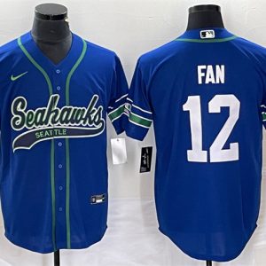 Men Seattle Seahawks #12 Fan Royal Throwback Cool Base Stitched Baseball Jersey