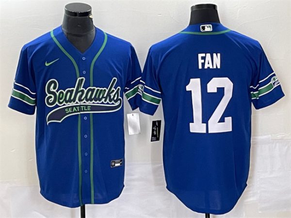 Men Seattle Seahawks #12 Fan Royal Throwback Cool Base Stitched Baseball Jersey