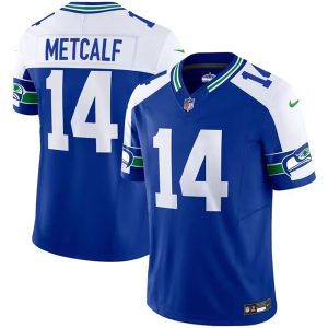 Men Seattle Seahawks #14 D.K. Metcalf Royal 2023 F.U.S.E. Throwback Vapor Limited Stitched Football Jersey