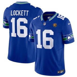 Men Seattle Seahawks #16 Tyler Lockett Royal 2023 F.U.S.E. Throwback With John Madden Patch Vapor Limited Football Stitched Jersey