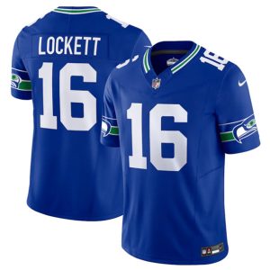 Men Seattle Seahawks #16 Tyler Lockett Royal 2023 F.U.S.E. Vapor Limited Throwback Stitched Jersey