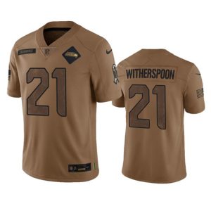 Men Seattle Seahawks #21 Devon Witherspoon 2023 Brown Salute To Service Limited Football Stitched Jersey