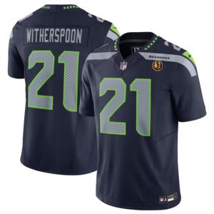 Men Seattle Seahawks #21 Devon Witherspoon Navy 2023 F.U.S.E. With John Madden Patch Vapor Limited Football Stitched Jersey