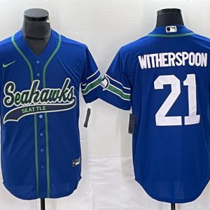 Men Seattle Seahawks #21 Devon Witherspoon Royal Throwback Cool Base Stitched Baseball Jersey