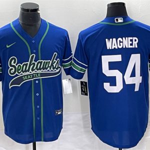 Men Seattle Seahawks #54 Bobby Wagner Royal Throwback Cool Base Stitched Baseball Jersey