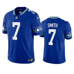 Men Seattle Seahawks #7 Geno Smith Royal 2023 F.U.S.E. Vapor Limited Throwback Stitched Jersey