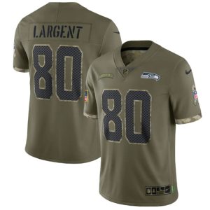 Men Seattle Seahawks #80 Steve Largent 2022 Olive Salute To Service Limited Stitched Jersey