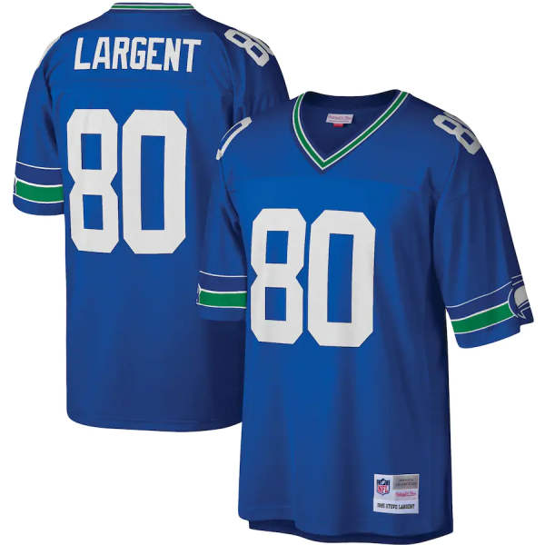 Men Seattle Seahawks #80 Steve Largent Royal Stitched Football Jersey