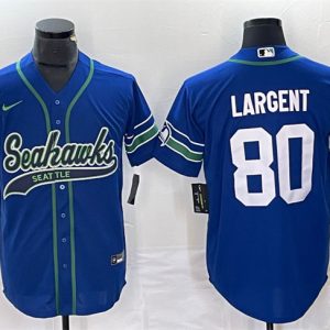 Men Seattle Seahawks #80 Steve Largent Royal Throwback Cool Base Stitched Baseball Jersey