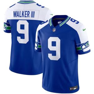 Men Seattle Seahawks #9 Kenneth Walker III Royal 2023 F.U.S.E. Throwback Vapor Limited Stitched Football Jersey