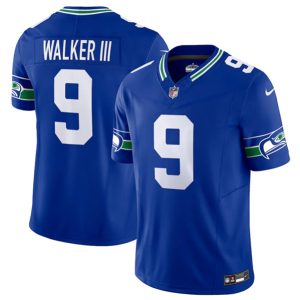 Men Seattle Seahawks #9 Kenneth Walker III Royal 2023 F.U.S.E. Vapor Limited Throwback Stitched Jersey