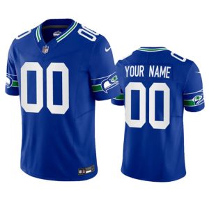 Men Seattle Seahawks Active Player Custom Royal 2023 F.U.S.E. Vapor Limited Throwback Stitched Jersey