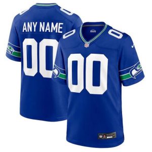 Men Seattle Seahawks Active Player Custom Royal Throwback Football Stitched Game Jersey