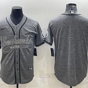 Men Seattle Seahawks Blank Gray With Patch Cool Base Stitched Baseball Jersey