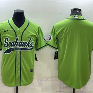 Men Seattle Seahawks Blank Green With Patch Cool Base Stitched Baseball Jersey