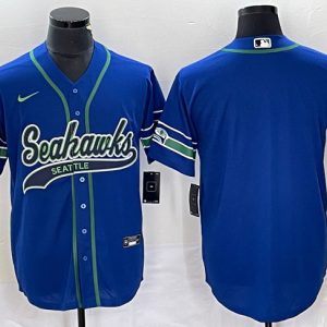 Men Seattle Seahawks Royal Throwback Cool Base Stitched Baseball Jersey