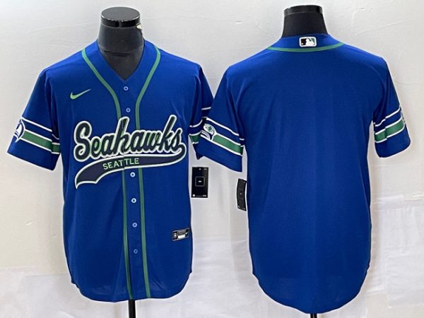 Men Seattle Seahawks Royal Throwback Cool Base Stitched Baseball Jersey