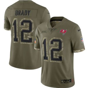 Men Tampa Bay Buccaneers #12 Tom Brady 2022 Olive Salute To Service Limited Stitched Jersey