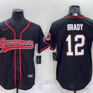 Men Tampa Bay Buccaneers #12 Tom Brady Black Cool Base Stitched Baseball Jersey