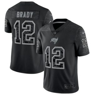 Men Tampa Bay Buccaneers #12 Tom Brady Black Reflective Limited Stitched Jersey