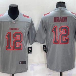 Men Tampa Bay Buccaneers #12 Tom Brady Gray Atmosphere Fashion Stitched Jersey