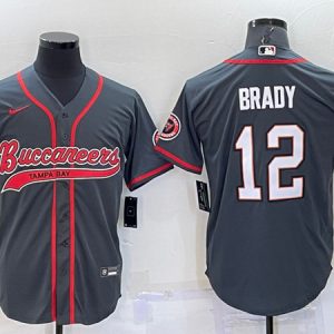 Men Tampa Bay Buccaneers #12 Tom Brady Gray Cool Base Stitched Baseball Jersey