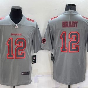 Men Tampa Bay Buccaneers #12 Tom Brady Gray With Patch Atmosphere Fashion Stitched Jersey