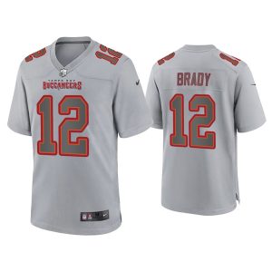 Men Tampa Bay Buccaneers #12 Tom Brady Grey Atmosphere Fashion Stitched Game Jersey