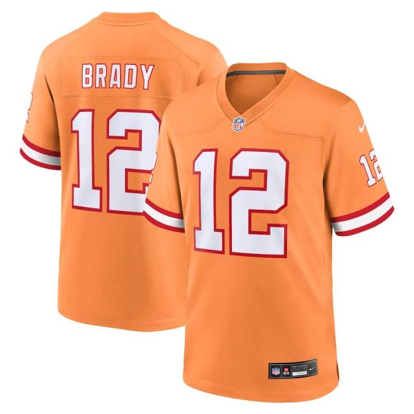 Men Tampa Bay Buccaneers #12 Tom Brady Orange Throwback Game Limited Stitched Jersey