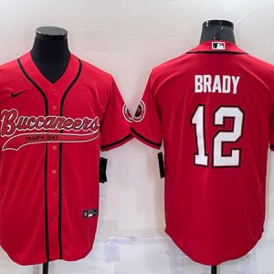 Men Tampa Bay Buccaneers #12 Tom Brady Red Cool Base Stitched Baseball Jersey